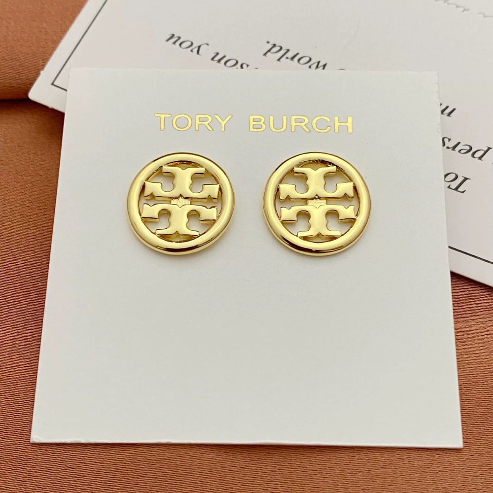 Tory Burch Metal Hollow Letter Stud Earrings